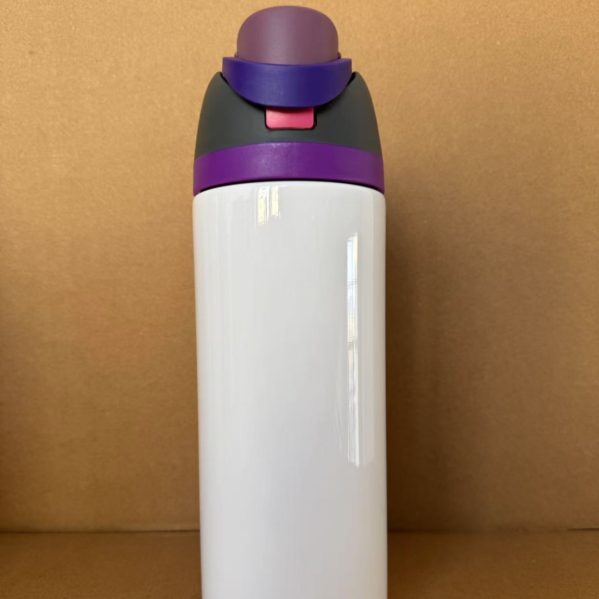 24oz White Sublimation Stainless Steel Sports Flip Straw Lid Owala Style Water Bottle-CNLCA