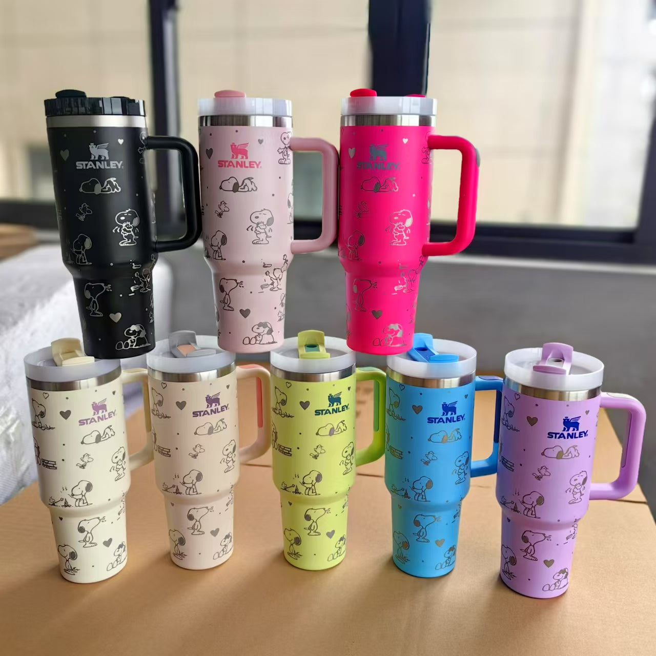 40oz Snoopy Cartoon Pattern Designs Stainess Steel Stanleys Quencher Tumbler -CNLCA