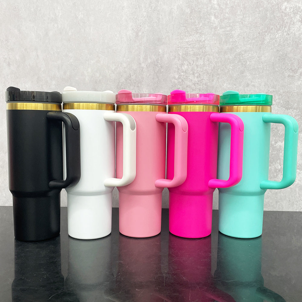 Powder Coated H2.0 30oz Sanding Gold Plated Underneath Quencher Tumbler For Laser Engraving-CNLCA