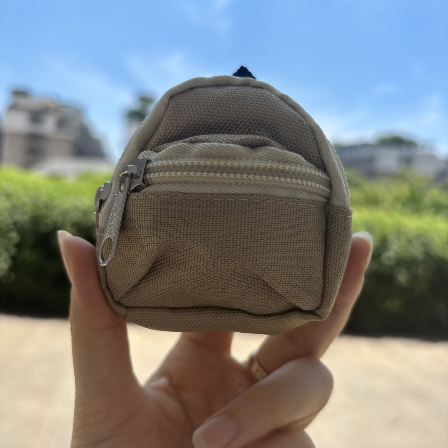 7.5*7.5*3CM Double Shoulder Zipper Small Money Pouch Keychain Mini Backpack Pendant-CNLCA