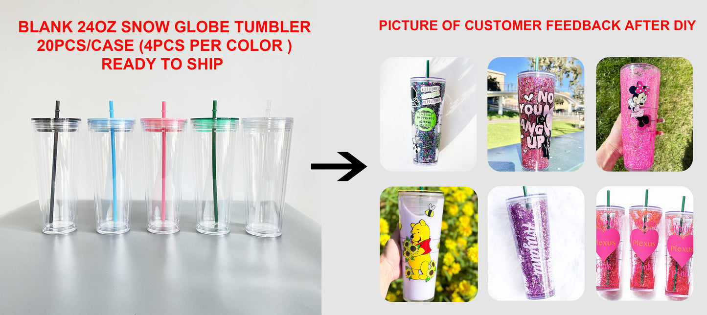 To Canada 24oz Double Wall Snow Globe Plastic Cup Tumbler-CNLCA