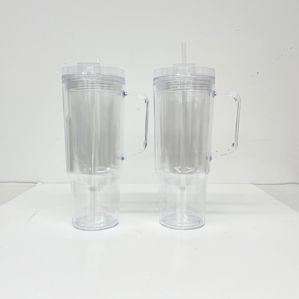 20 Pack 40oz Clear Pre Drilled Snow Globe Tumbler Double Wall Plastic Cups Mug-CNLCA