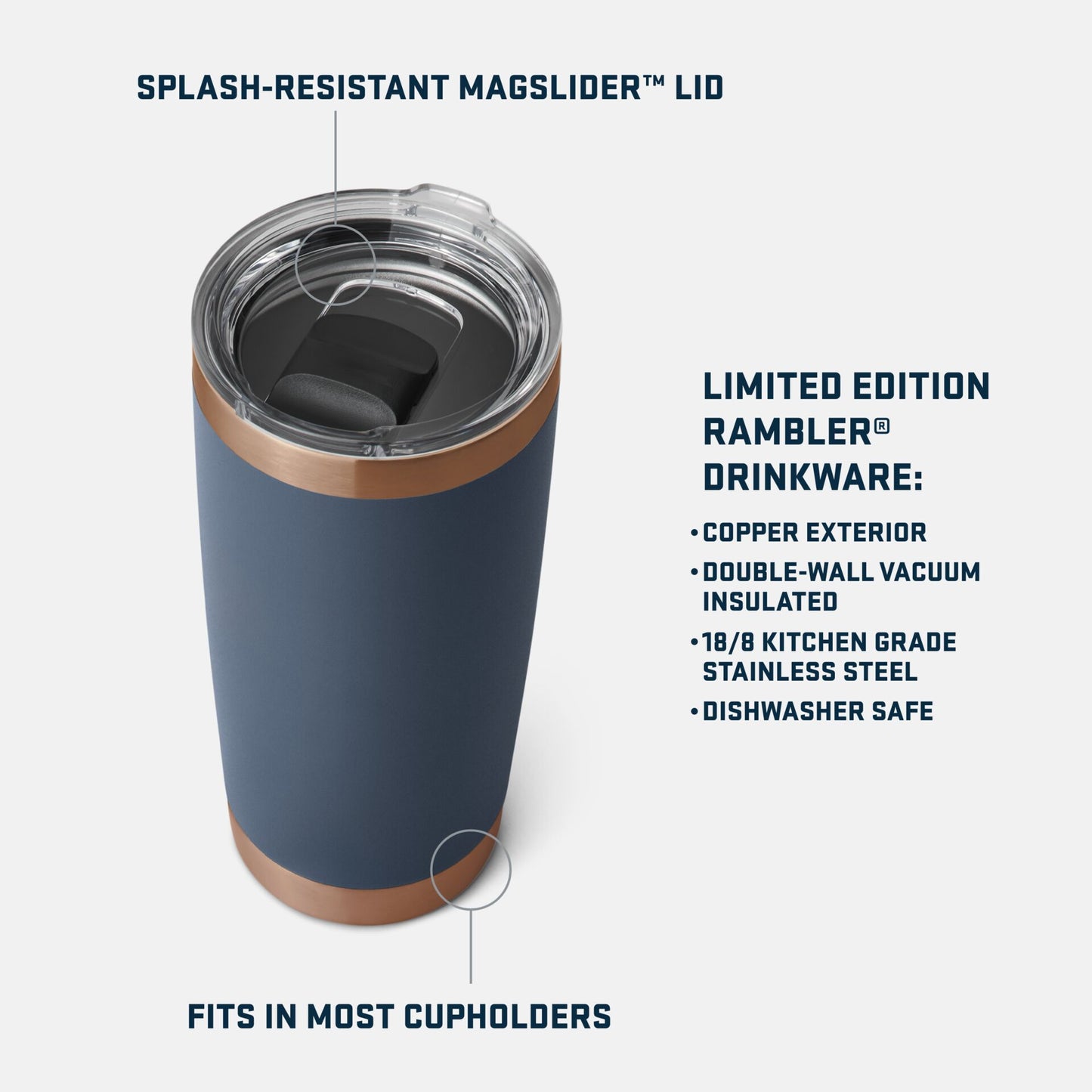 20oz Magnetic Lid Copper Plated Underneath Powder Coated Stainless Steel Tumbler-CNLCA