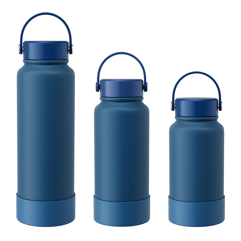 650ml 1000ml 1200ml Powder Coated Stainless Steel Water Bottle with Handle Lid-CNLCA