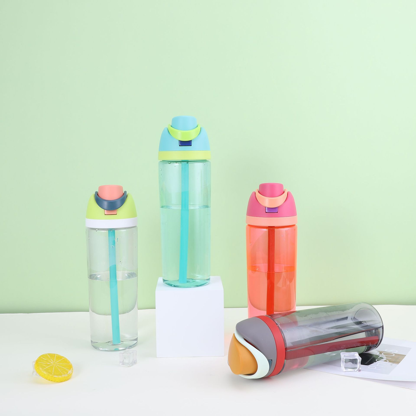 600ml-750ml Owala Style Plastic Water Bottle Sports Sippy Cups-CNLCA