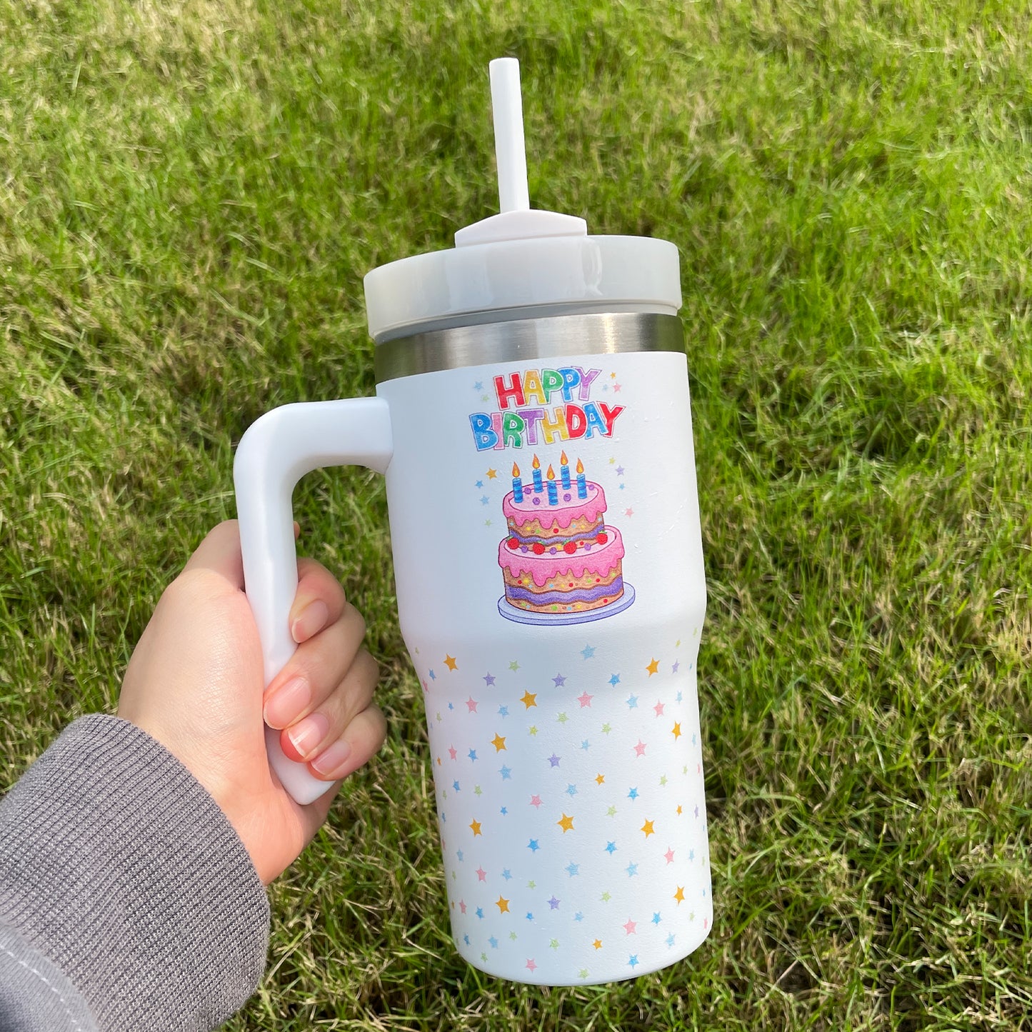 3D Cute Design Printed 20oz H2.0 Kids Tumbler Mug with Handle-CNLCA