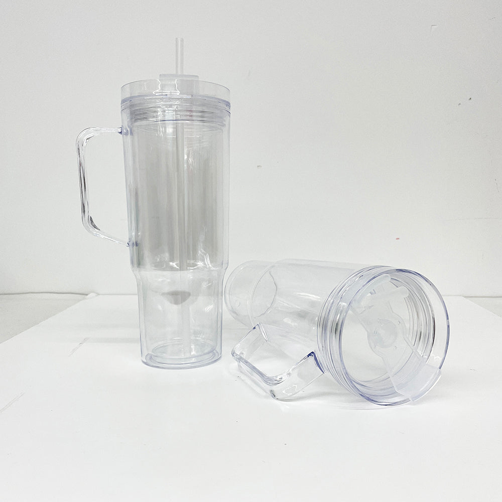20 Pack 40oz Clear Pre Drilled Snow Globe Tumbler Double Wall Plastic Cups Mug-CNLCA