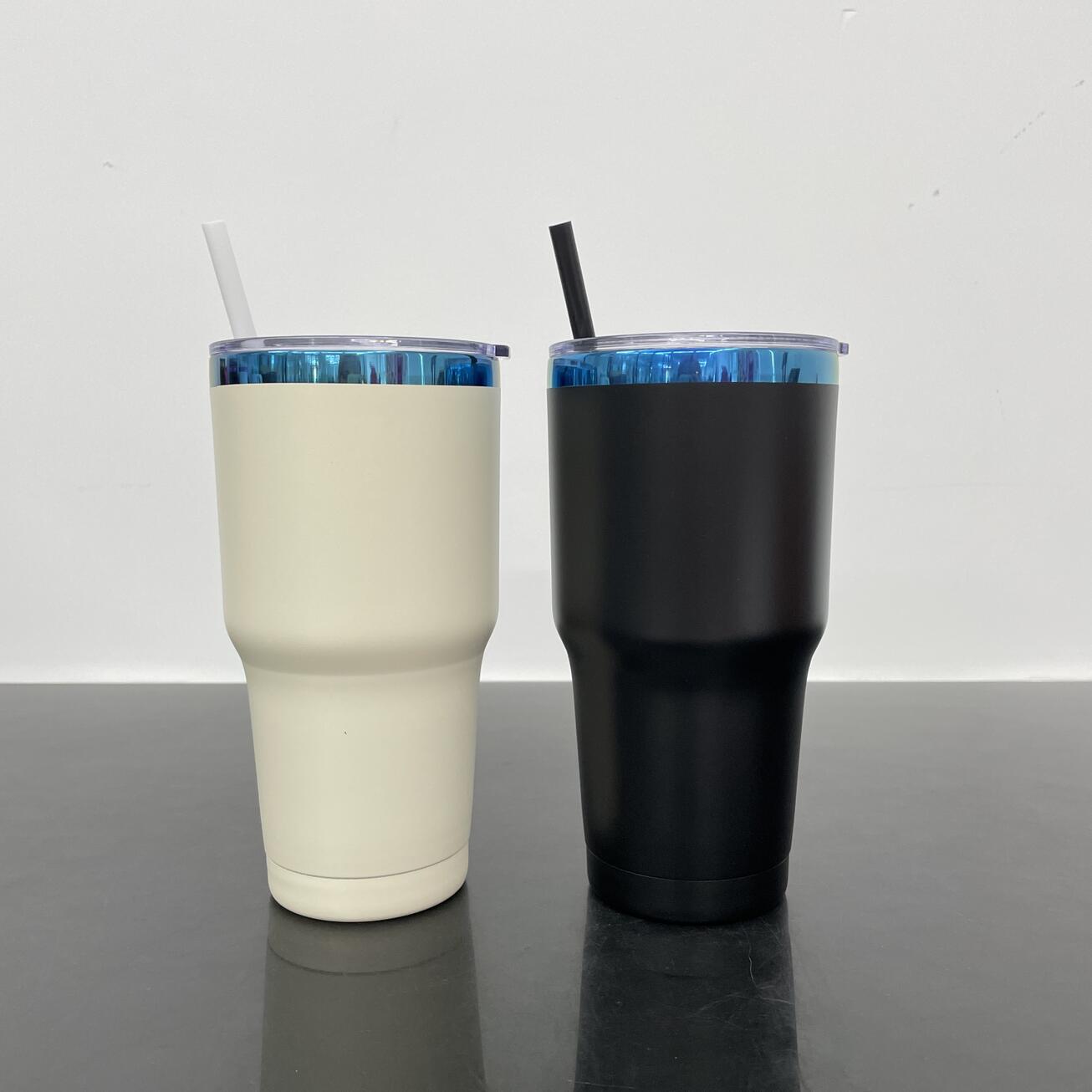 20oz 30oz Blue Underneath Powder Coated Car Tumbler For Laser Engraving-CNLCA