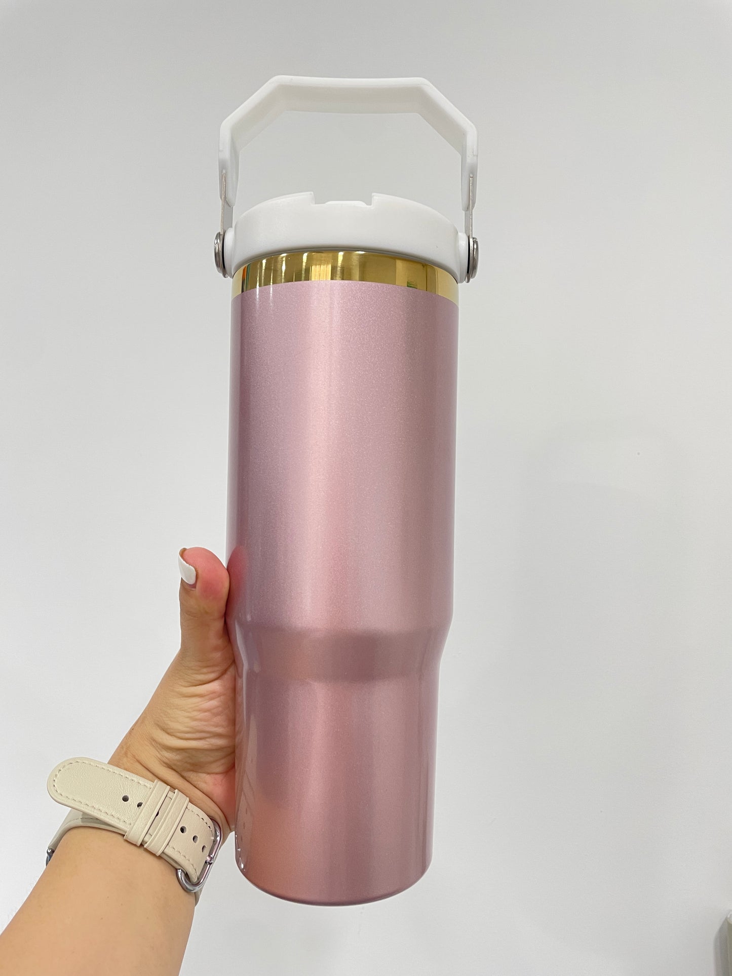 20oz 30oz Sublimation Shiny Rose Gold Plated Underneath Tumbler Coffee Mugs for Laser Engraved-CNLCA