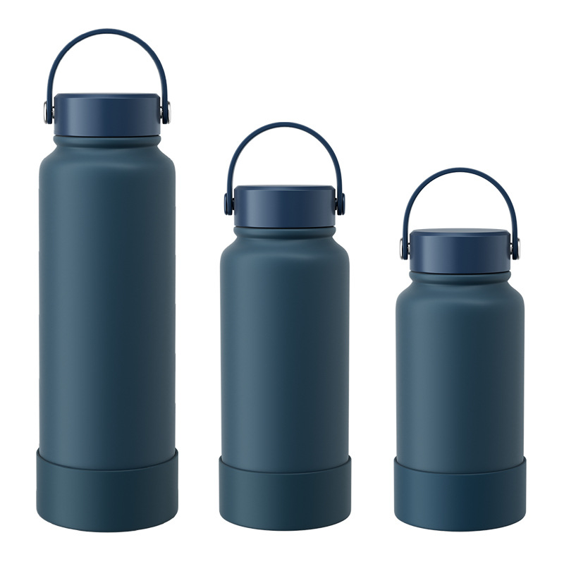 650ml 1000ml 1200ml Powder Coated Stainless Steel Water Bottle with Handle Lid-CNLCA