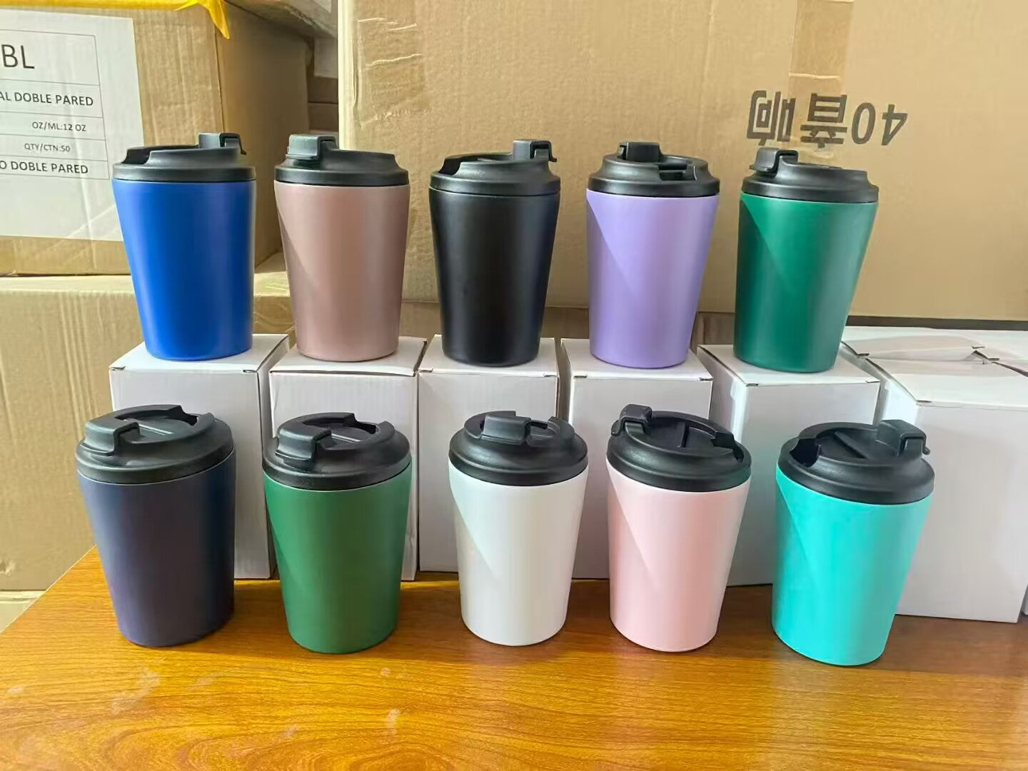 12oz 360ml Stainless Steel Graduated Coffee Tumbler Milk Cup for Men and Women-CNLCA