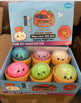Cute Glitter Bead Pop Bun Squishy Toy Steamed Bao Stress Relief Fidget Blind Box Squeeze Sensory Toy For Kids Adults Anxiety Vent Gift-CNLCA