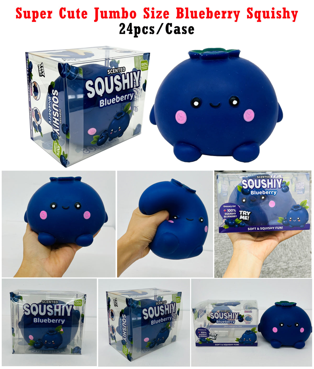 24Pack Giant Oversized Blueberry Squeeze Squishy Toy Soft Big Fruit Jumbo Stress Relief Fidget Squeezy Toy-CNLCA