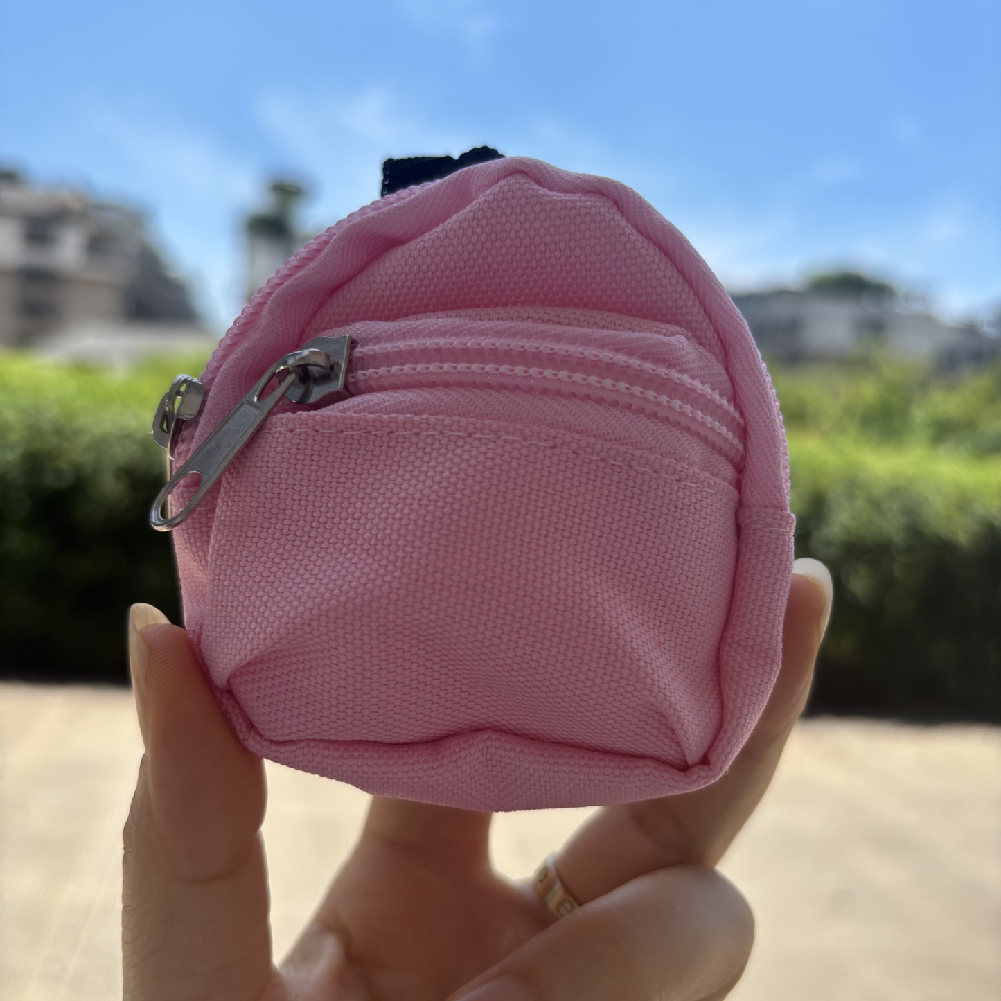 7.5*7.5*3CM Double Shoulder Zipper Small Money Pouch Keychain Mini Backpack Pendant-CNLCA