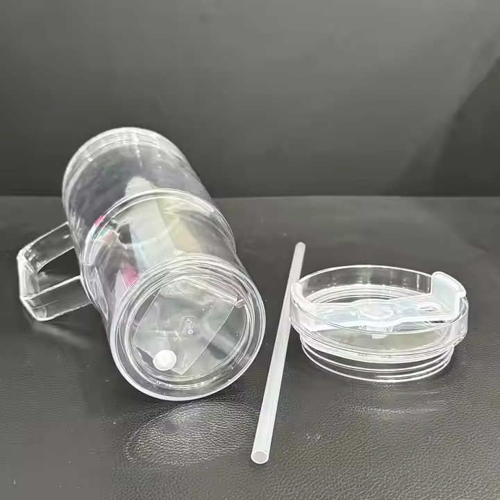 20 Pack 40oz Clear Pre Drilled Snow Globe Tumbler Double Wall Plastic Cups Mug-CNLCA