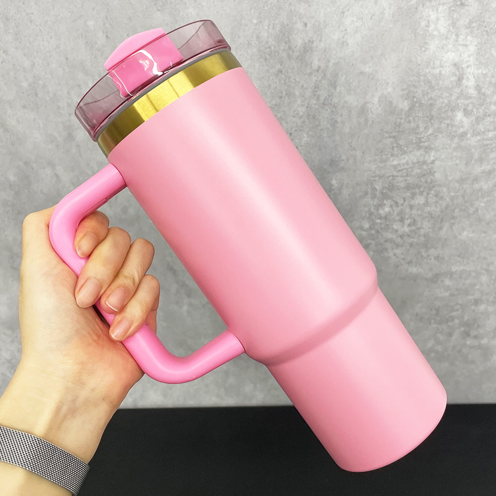 Powder Coated H2.0 30oz Sanding Gold Plated Underneath Quencher Tumbler For Laser Engraving-CNLCA