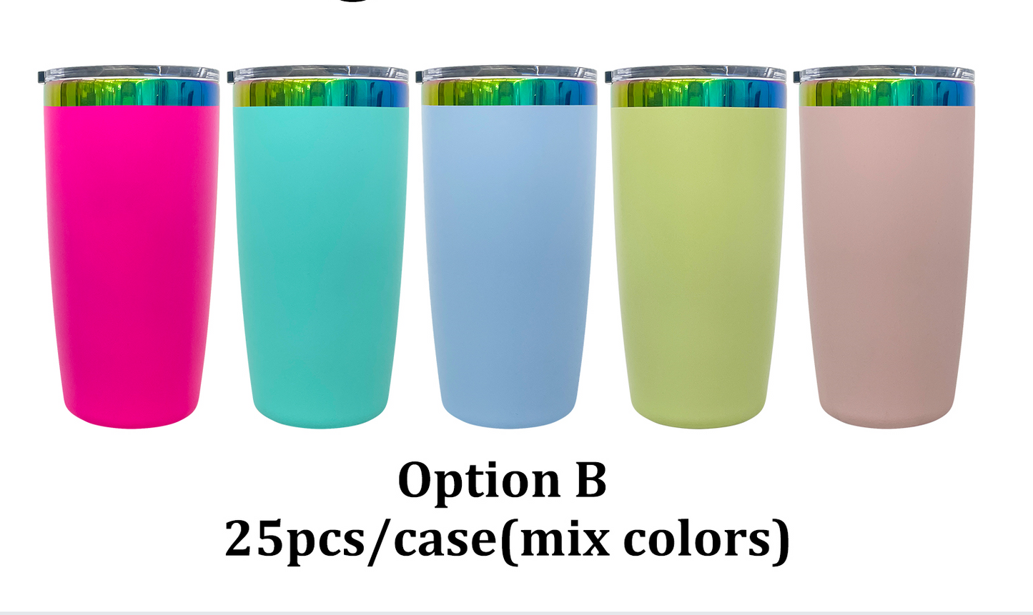25Pack Mini Size 10oz Rainbow Plated Underneath Tumbler Coffee Mugs with Magnetic Lids For Laser-CNLCA