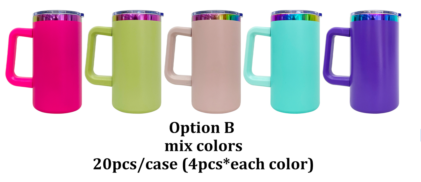 20oz Chubby Rainbow Copper Plated Underneath Car Tumbler Mug with Removable Handle For Laser-CNLCA