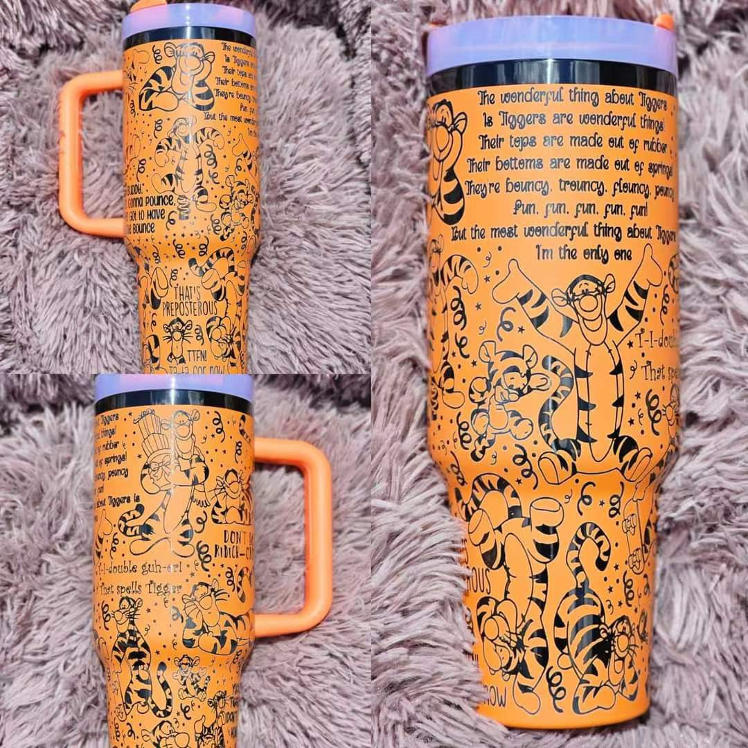 14oz Black Mirror Underneath Orange Color Powder Coating Kids Baby Tumblers for Laser Engrave-CNLCA