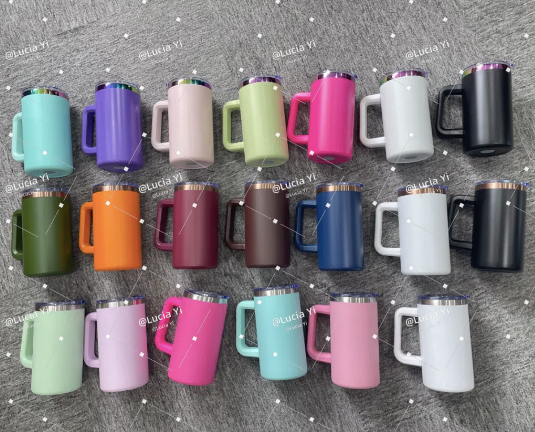 20oz Chubby Rainbow Copper Plated Underneath Car Tumbler Mug with Removable Handle For Laser-CNLCA