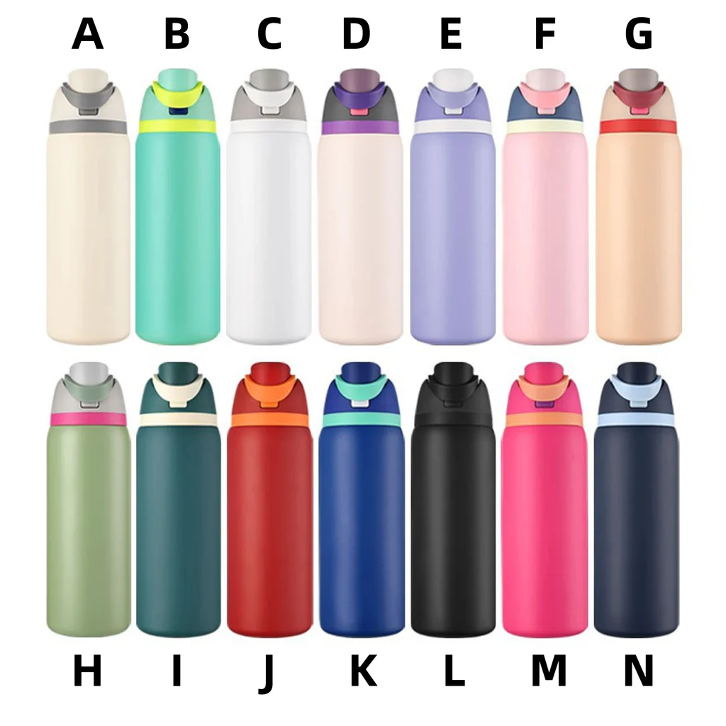 16oz/19oz/24oz/28oz/32oz Flip Straw Lid Insulated Stainless Steel Sports Owala Style Water Bottle for Laser Engraving-CNLCA