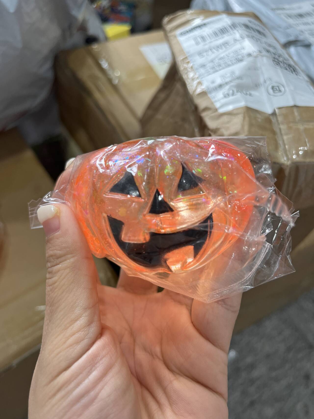 Halloween Glitter Sparkling Pumpkin Maltose Filled Squishy Toys Stress Relief Sensory Fidget Toy-CNLCA