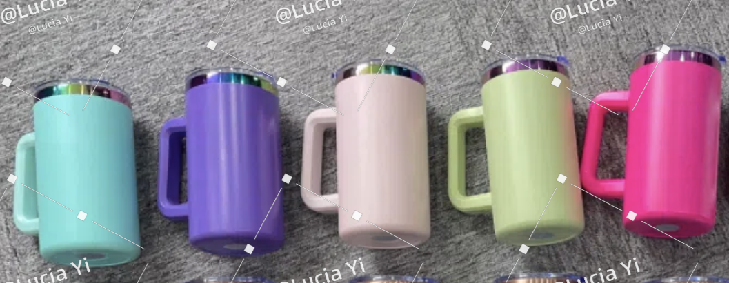 20oz Chubby Rainbow Copper Plated Underneath Car Tumbler Mug with Removable Handle For Laser-CNLCA