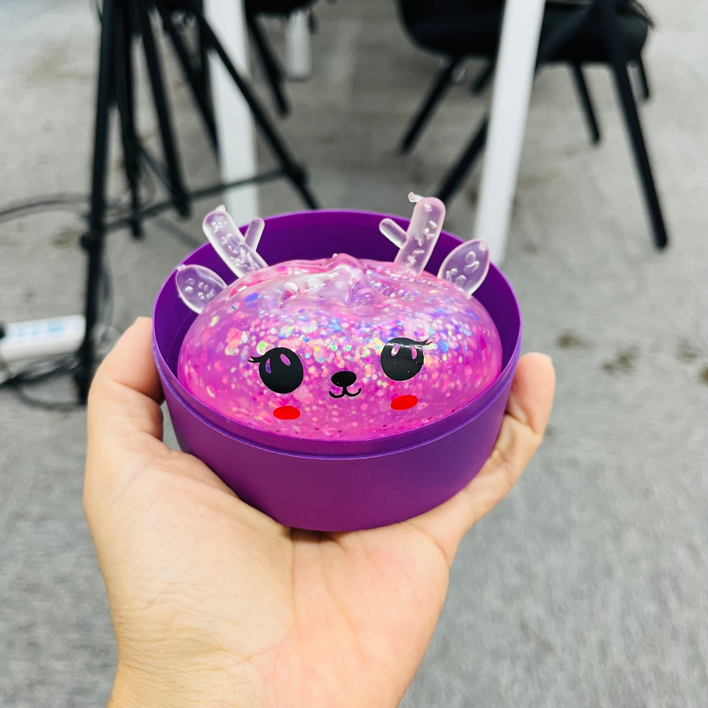 Xmas Glitter Christmas Reindeer Antler Bao Bun Dumpling Squishy Maltose Filled Slow Rising Fidget Stress Relief Toy-CNLCA