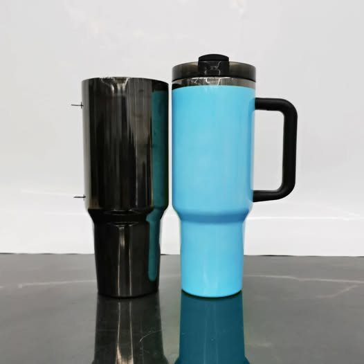 40oz Black Mirror Underneath Neon Blue Color Quencher Tumblers for Laser Engrave-CNLCA