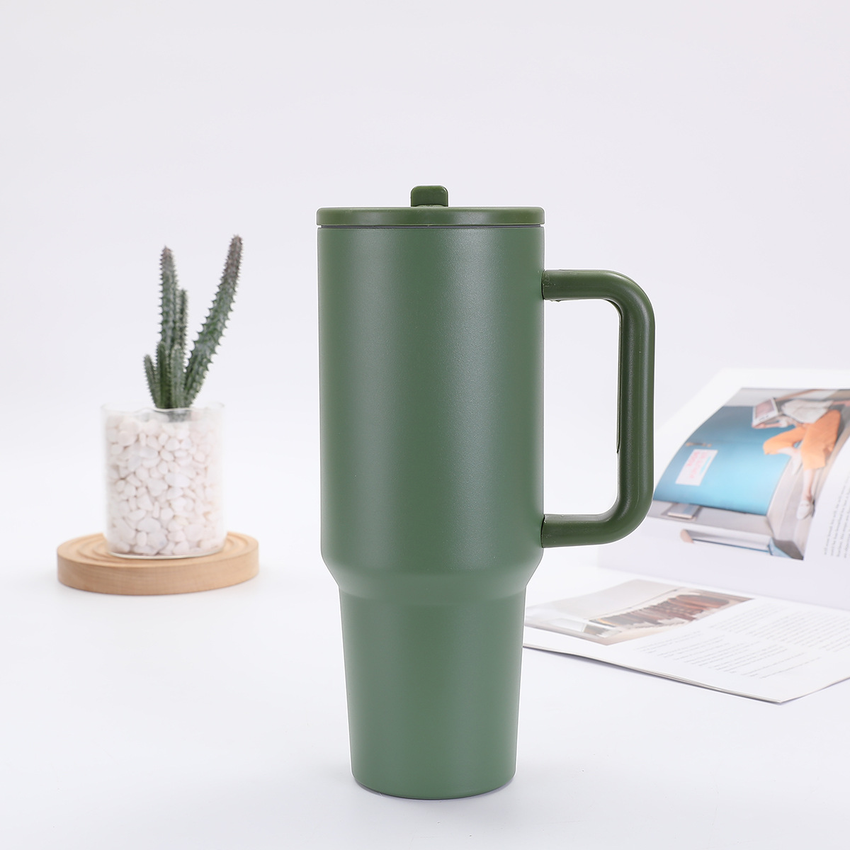 30oz 40oz Powder Coated Stainless Steel Flip Straw Lid Tumbler-CNLCA