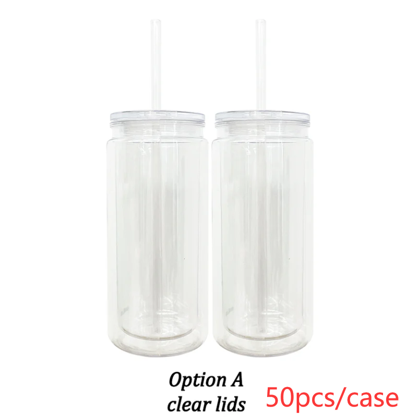 To Canada 50Pack 16oz Double Wall Snow Globe Plastic Can 16oz Inner 20oz Outer Size-CNLCA