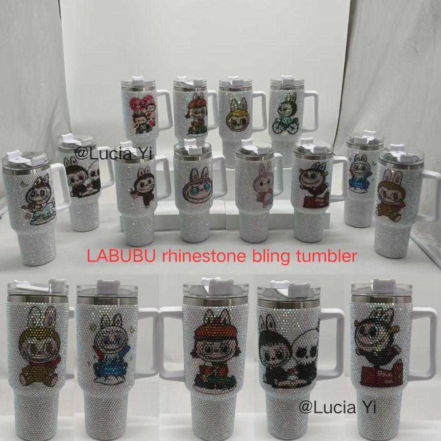 40oz LABUBU POP MART Rhinestone Bling Quencher Tumbler-CNLCA