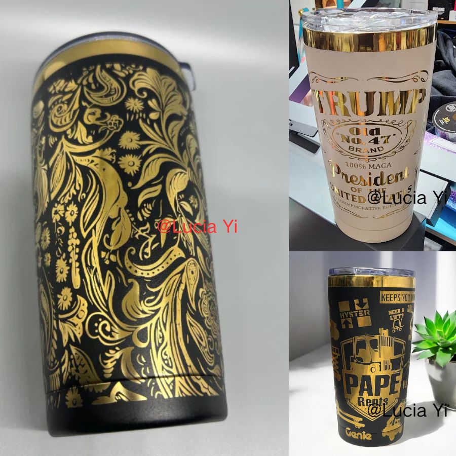 20oz 30oz Sublimation Shiny Rose Gold Plated Underneath Tumbler Coffee Mugs for Laser Engraved-CNLCA