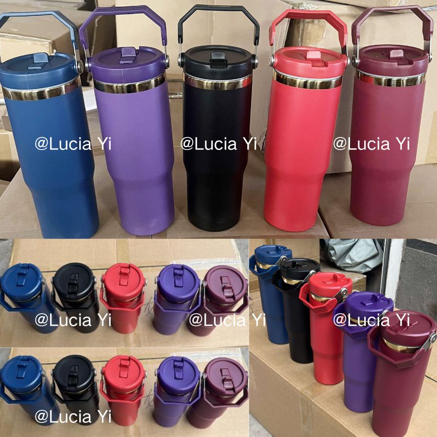 30oz Mirror Gold Plated Underneath Flip Straw Tumblers Water Bottle For Laser Engraving -CNLCA