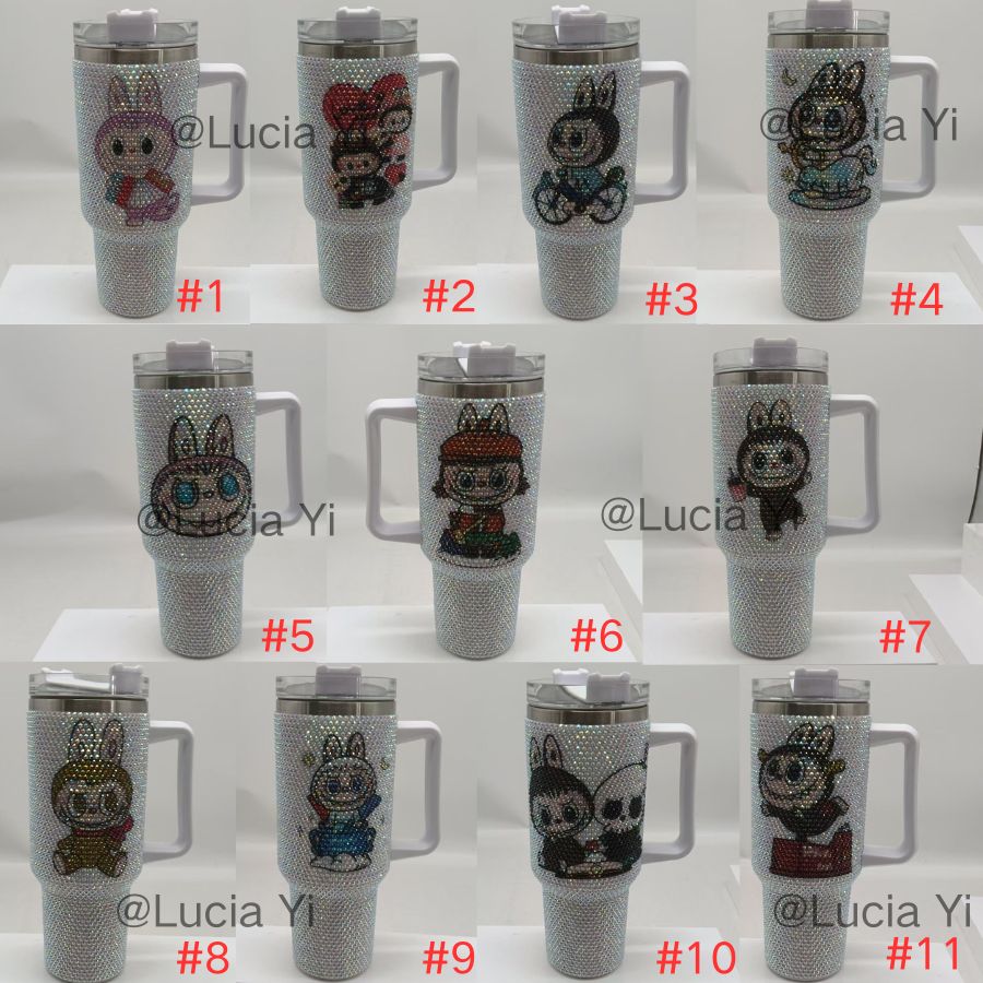40oz LABUBU POP MART Rhinestone Bling Quencher Tumbler-CNLCA