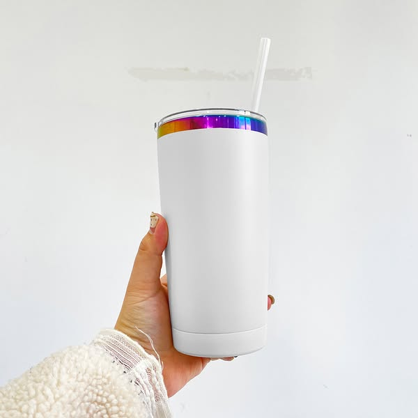 20oz Glow In Dark Rainbow Plated Coffee Tumbler Mugs for Laser Engraving-CNLCA