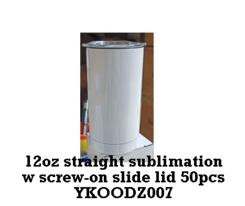 50PACK 12oz White Blank Sublimation Straight Tumbler-CNLCA