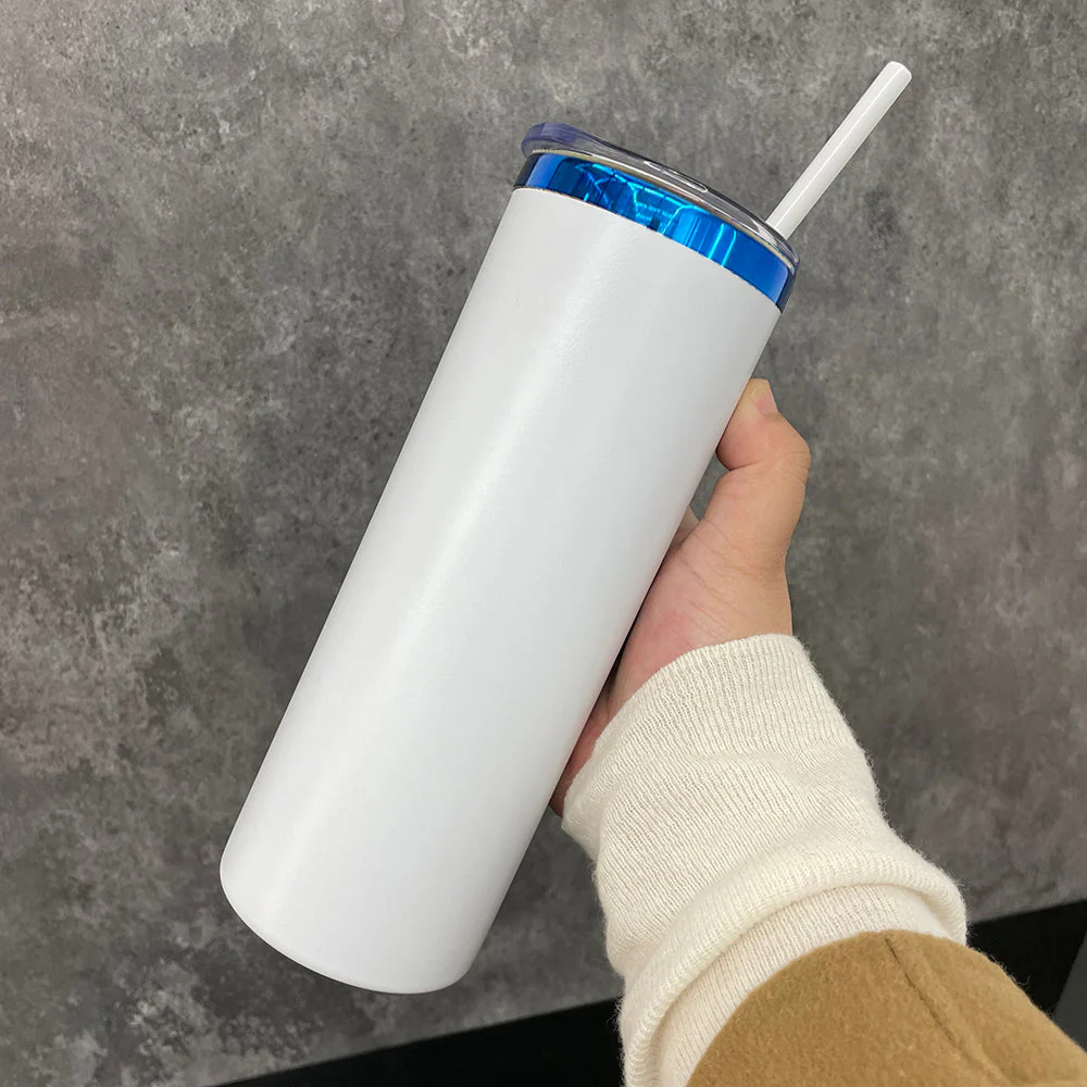 20oz Blue Plated Undernetah Skinny Straight Tumbler For Laser Engrave-CNLCA