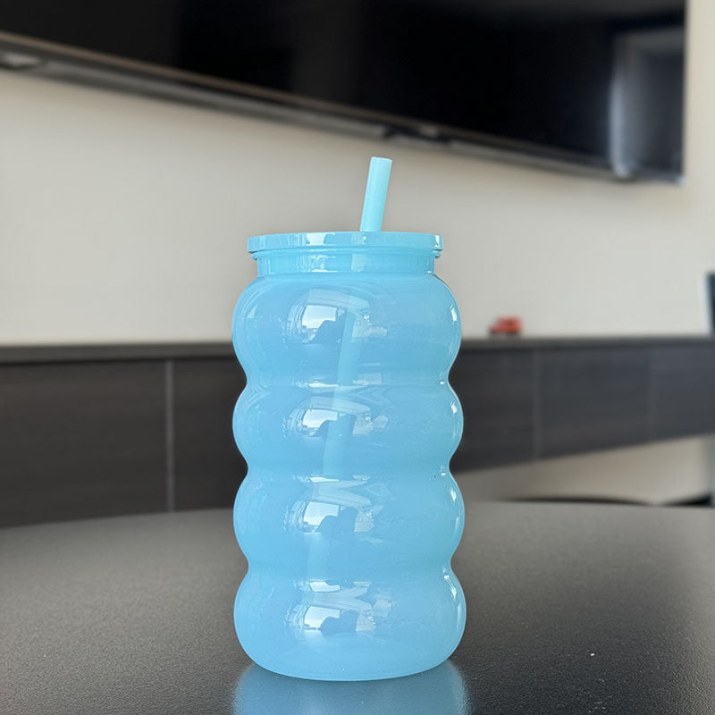 600ml Caterpillar Juice Clear Jelly Colorful Plastic Straw Cup-CNLCA