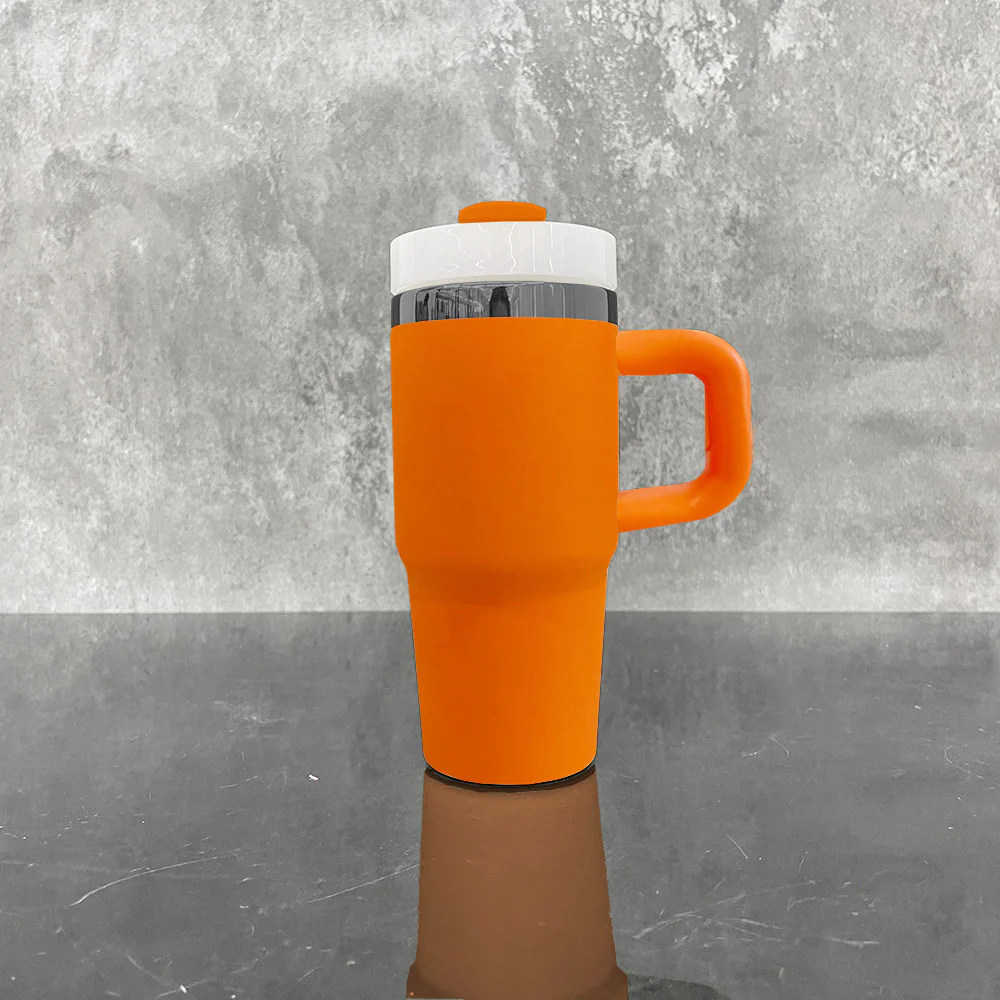 14oz Black Mirror Underneath Orange Color Powder Coating Kids Baby Tumblers for Laser Engrave-CNLCA