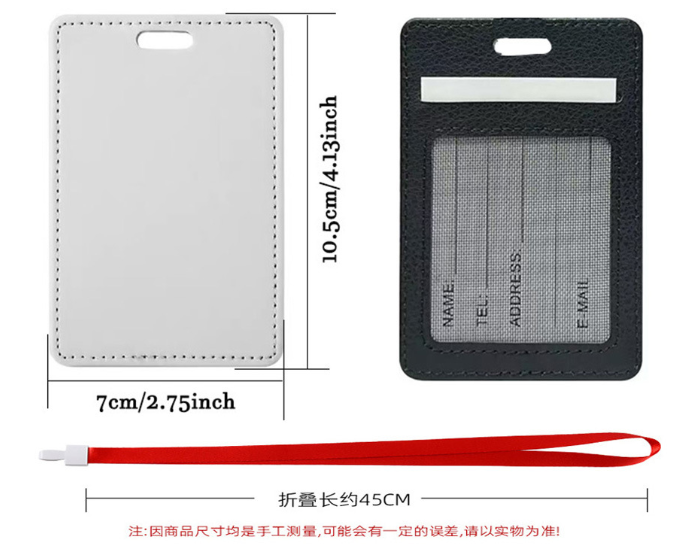 PU Leather Blank Sublimation Company Name Work ID Card Holder Student Card Case-CNLCA