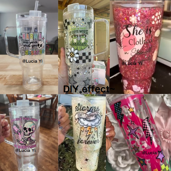 20 Pack 40oz Clear Pre Drilled Snow Globe Tumbler Double Wall Plastic Cups Mug-CNLCA
