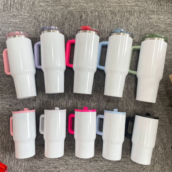 40oz White Blank Sublimation Glow In Dark Protour Leak Proof Lid Quencher Tumbler with Color Handle -CNLCA