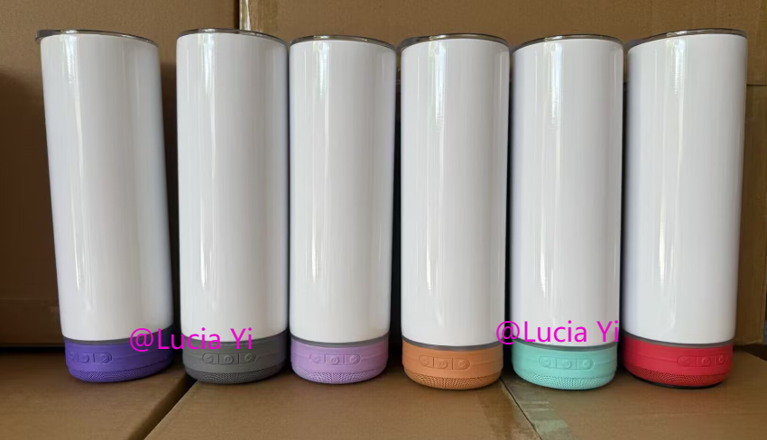 20oz White Sublimation Music Speaker Tumbler with Colorful Speaker-CNLCA