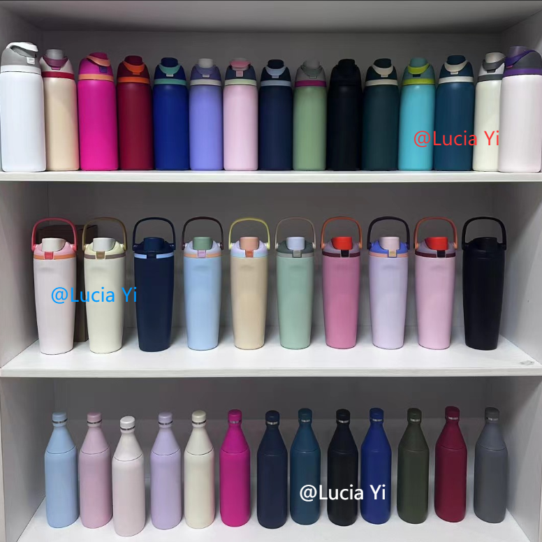 16oz/19oz/24oz/28oz/32oz Flip Straw Lid Insulated Stainless Steel Sports Owala Style Water Bottle for Laser Engraving-CNLCA