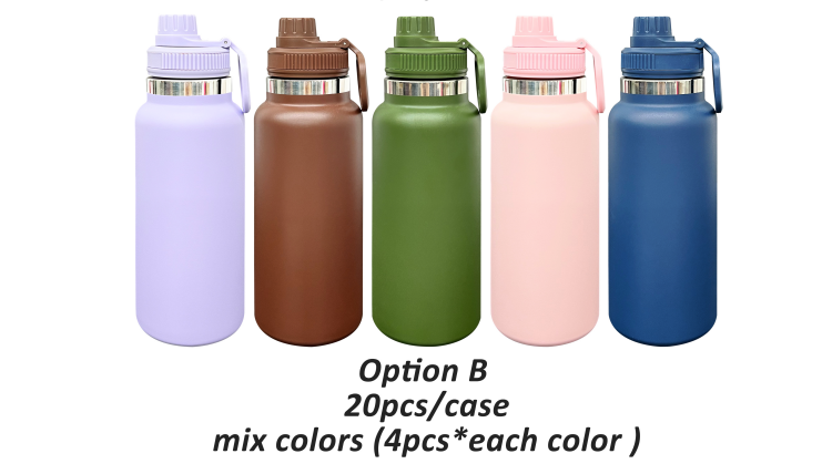 Outdoor Sports 32oz Powder Coated Stainless Steel Water Bottle wih Portable Drinking Spout Lid for Laser Engrave-CNLCA