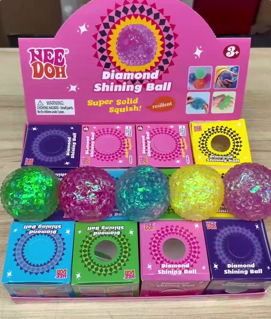 72Pack NeeDoh Style Diamond Squishy Stress Ball Iridescent Glitter Diamond Fidget Ball Squeeze Toy-CNLCA