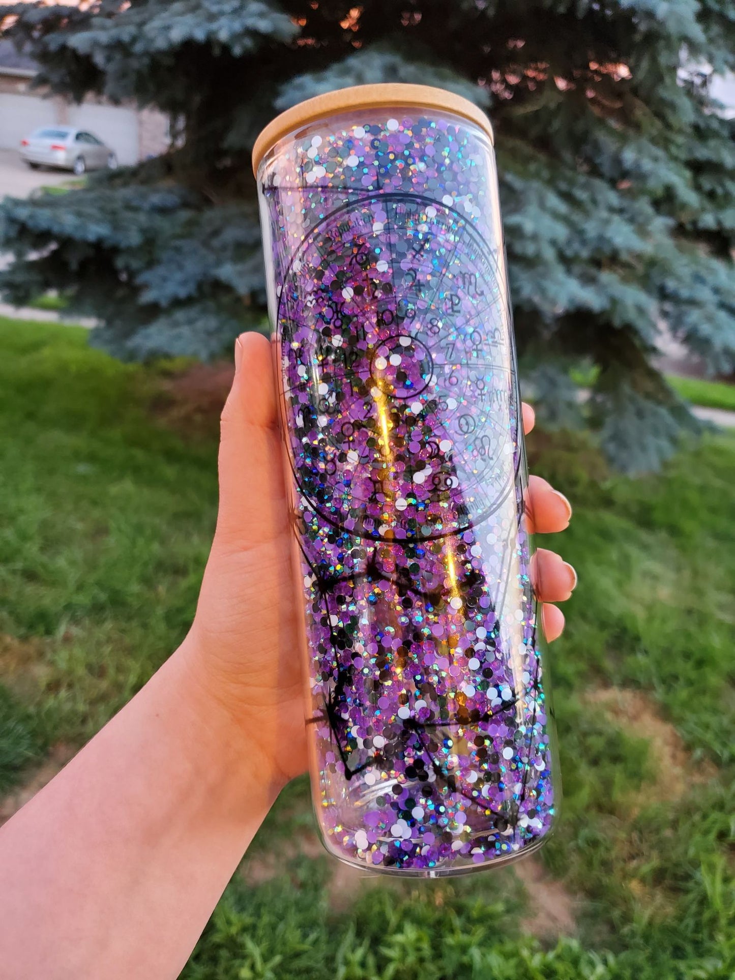 12oz 15oz 20oz Blank Sublimation Snow Globe Double Wall Glass Can With Bamboo Lid-CNLCA