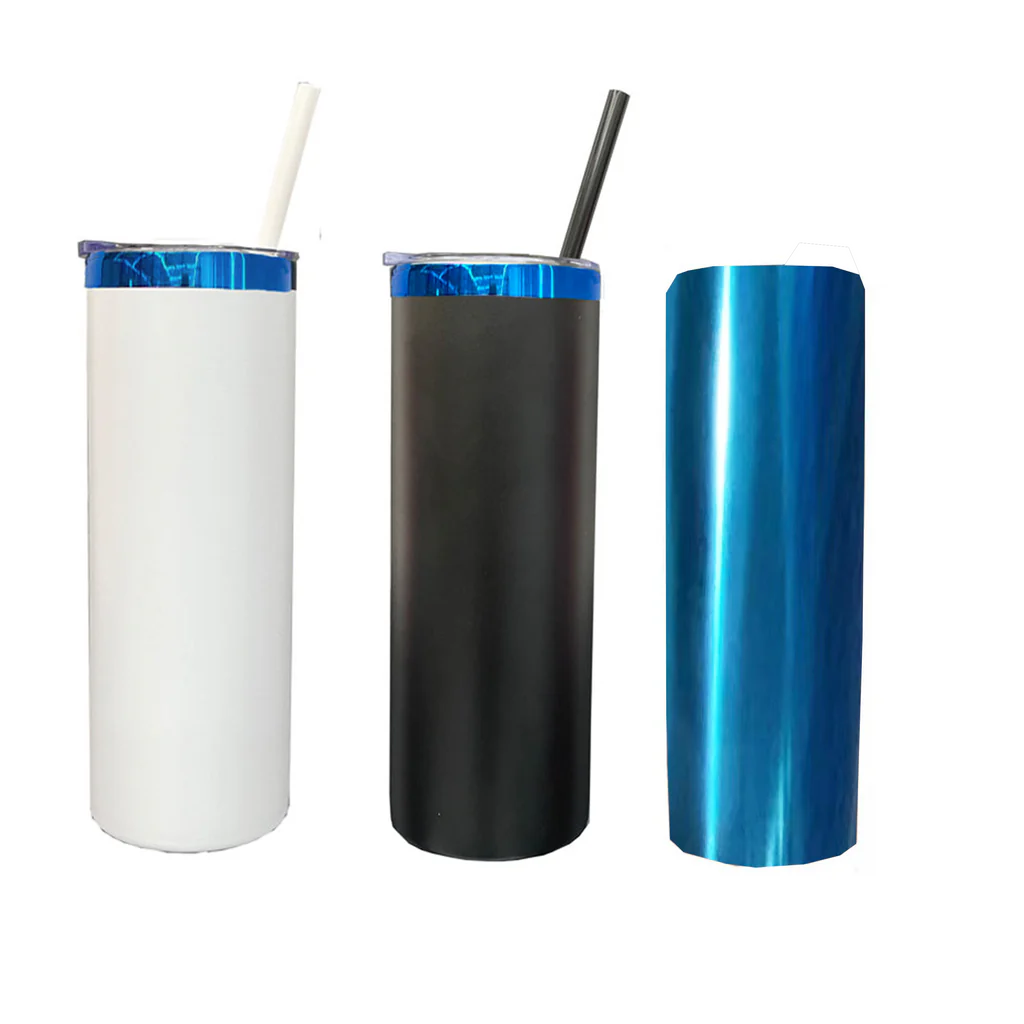 20oz Blue Plated Undernetah Skinny Straight Tumbler For Laser Engrave-CNLCA