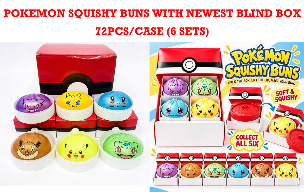 72pcs Pokeman Dumpling Squishy Buns Blind Box Elf Pack Pectin Soft Glitter Dumplings Squeeze Fidget Toy-CNLCA